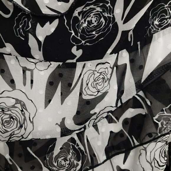 Dark Pink Deconstructed Midi Tea Dress Black White Layered Ruffled Sz US 2 /UK 6 - Picture 7 of 12